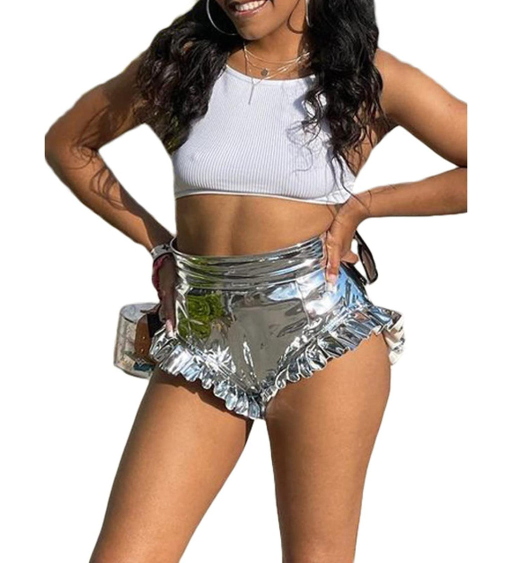 METALLIC RUFFLED SHORTS